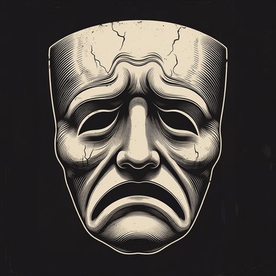 Sad theater tragedy mask