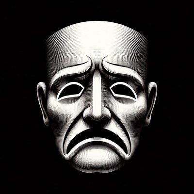 Engraved Tragedy Theater Mask