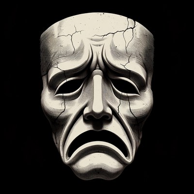 Cracked Tragedy Theater Mask