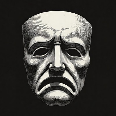 Greek Tragedy Mask Illustration