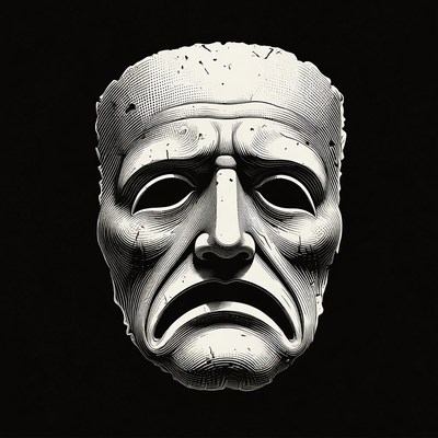 Ancient Tragedy Mask Illustration