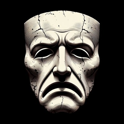 Cracked Tragedy Theater Mask