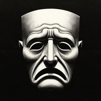 Sad Theater Mask Illustration