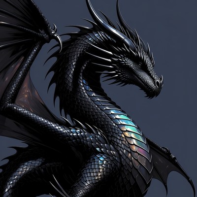 Black Dragon with Wings
