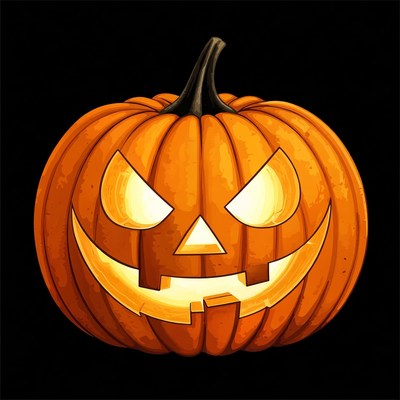 Jack-o'-lantern pumpkin on black background