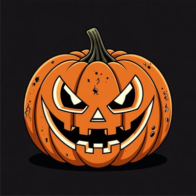 Jack-o'-lantern pumpkin with evil grin