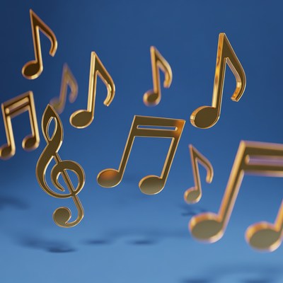 Floating Golden Music Notes