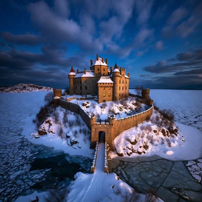 Medieval Castle on Snowy Island