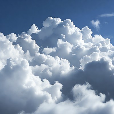 Fluffy White Clouds in Blue Sky