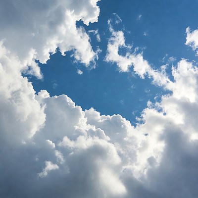 Fluffy Clouds in Blue Sky