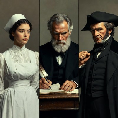 Nurse with Two Elderly Doctors Writing