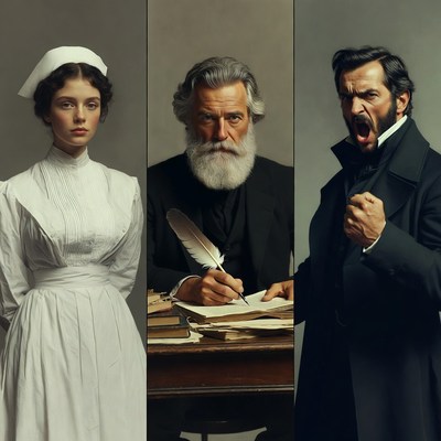 Victorian Nurse, Writer, Angry Man
