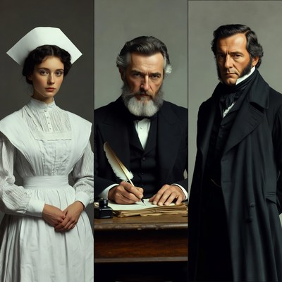Nurse and Two Victorian Men