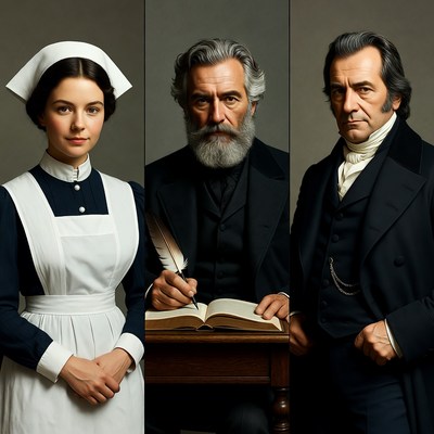 Nurse with Two Victorian Men
