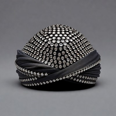 Sparkling Black Bejeweled Turban