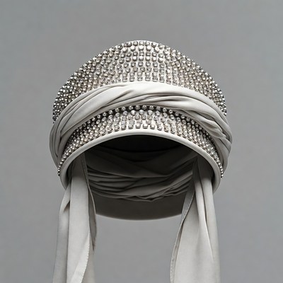 Bejeweled White Fabric Headpiece