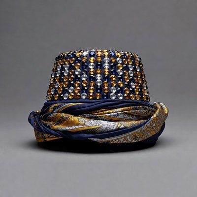 Bejeweled Blue Turban Hat
