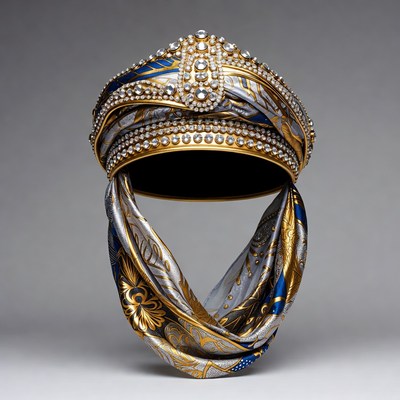 Ornate Gold Turban with Pearls