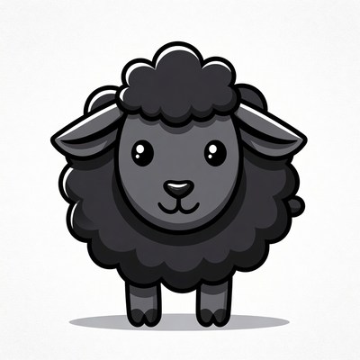 Cute black cartoon sheep