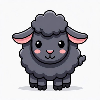 Cute black cartoon sheep