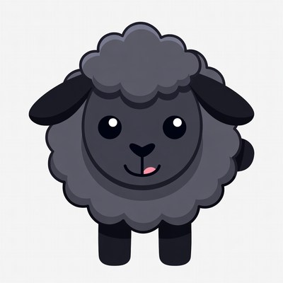 Cartoon black sheep sticking tongue out