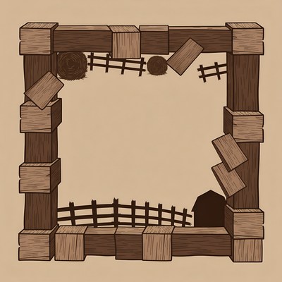 Rustic wooden farm frame illustration