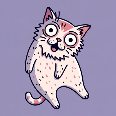 Cartoon cat with surprised expression