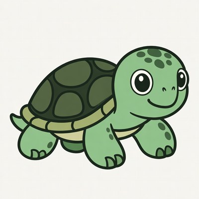 Cute green turtle illustration