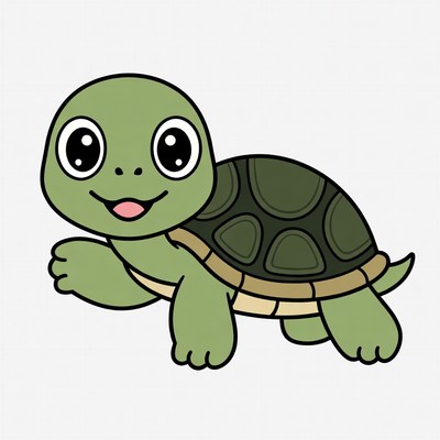 Cute cartoon baby turtle waving