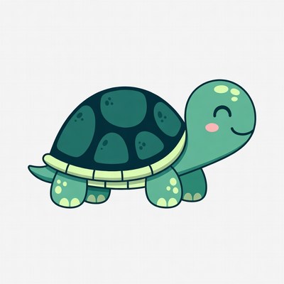 Cute green cartoon turtle