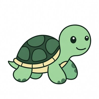 Cute green cartoon turtle