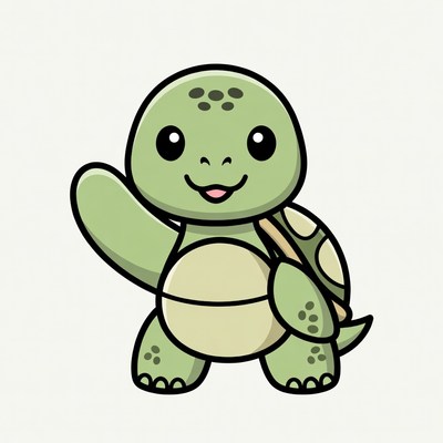 Cute cartoon turtle waving