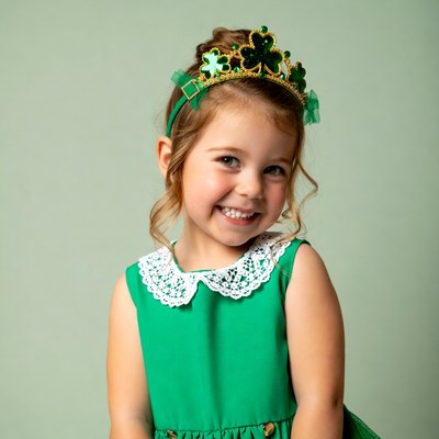 Girl wearing shamrock crown