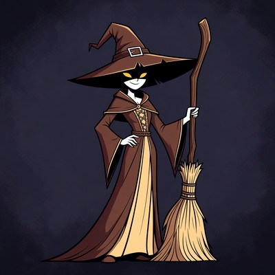 Witch girl with broomstick