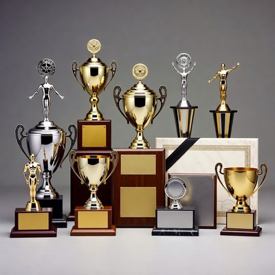 Assortment of Gold Silver Trophies