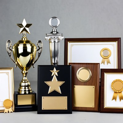 Assortment of Gold and Silver Trophies