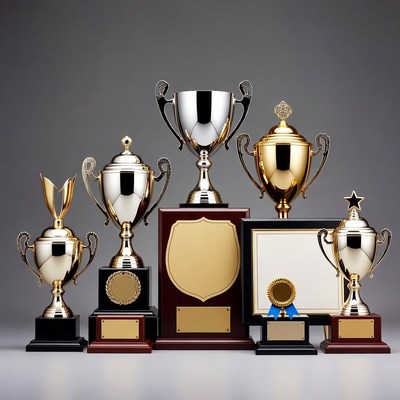 Assortment of Gold Silver Trophies