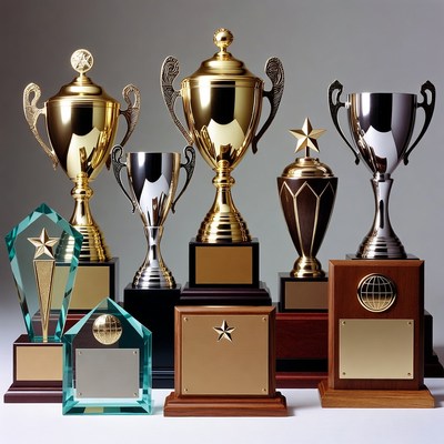 Collection of Gold Silver Trophies