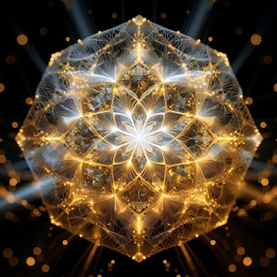 Glowing Golden Geometric Mandala