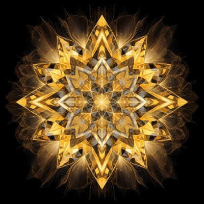 Golden Mandala on Black Background