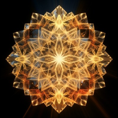 Glowing Golden Mandala Fractal