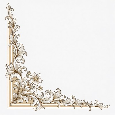 Ornate Floral Corner Border Illustration