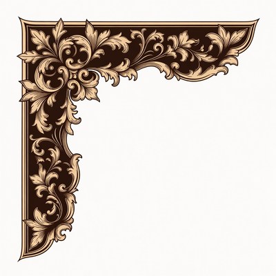 Ornate Brown Floral Corner Border