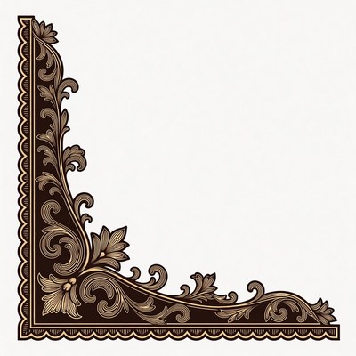 Ornate Golden Floral Corner Border