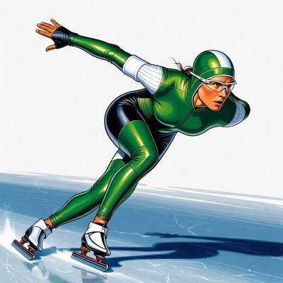 Woman speed skating on ice