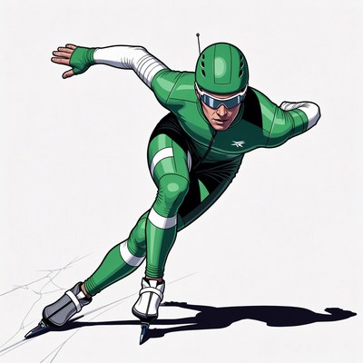 Speed skater in green suit