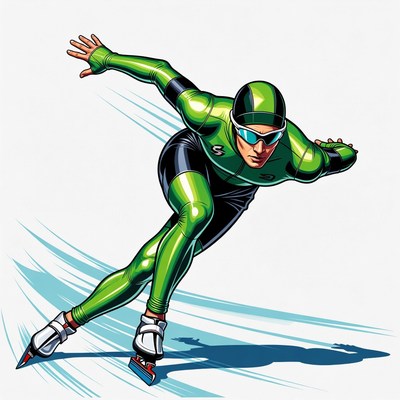 Speed skater in green suit