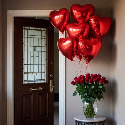 Red Heart Balloons by Open Door