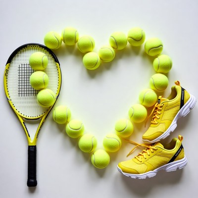 Tennis Balls Heart with Racket Shoes