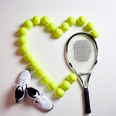 Tennis Balls Heart with Racket Sneakers
